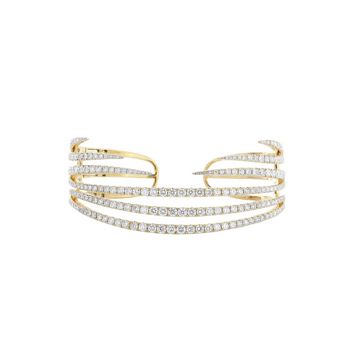 London Collection Yellow Gold 6 Row Diamond Cuff Bracelet