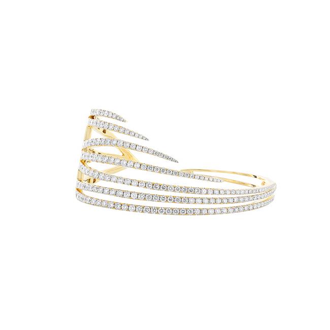 London Collection 18k Yellow Gold Diamond Multi Row Cuff Bracelet