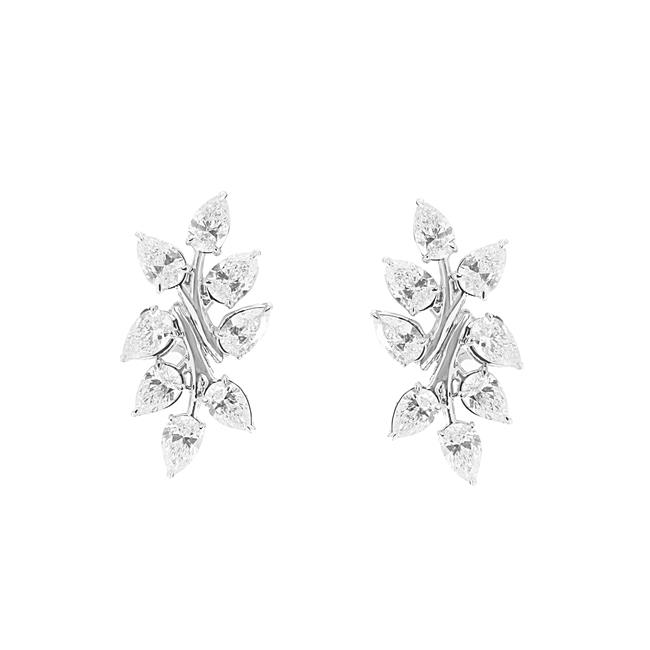 London Collection 18k White Gold Pear Shaped Diamond Branch Earrings