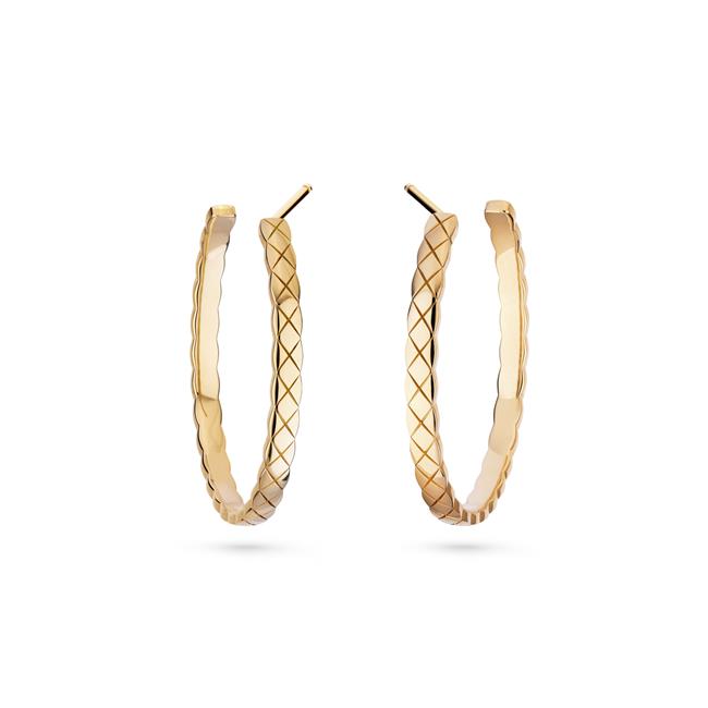 CHANEL COCO CRUSH 18K BEIGE GOLD Hoop Earrings
