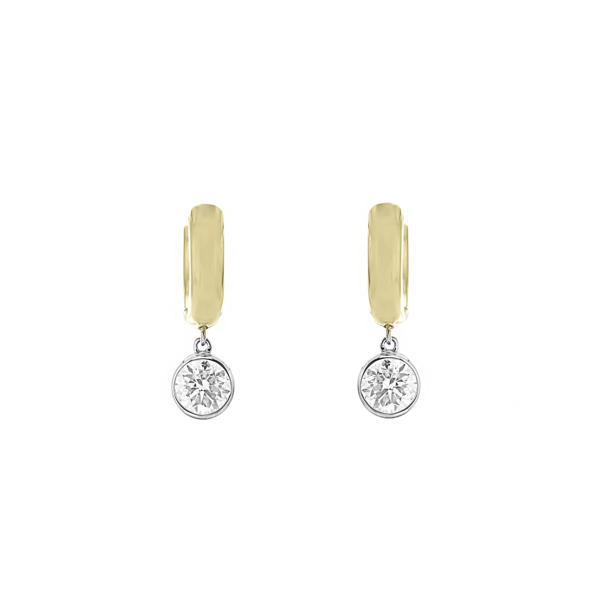 London Collection 18k Gold Bezel Set Diamond Huggie Drop Earrings
