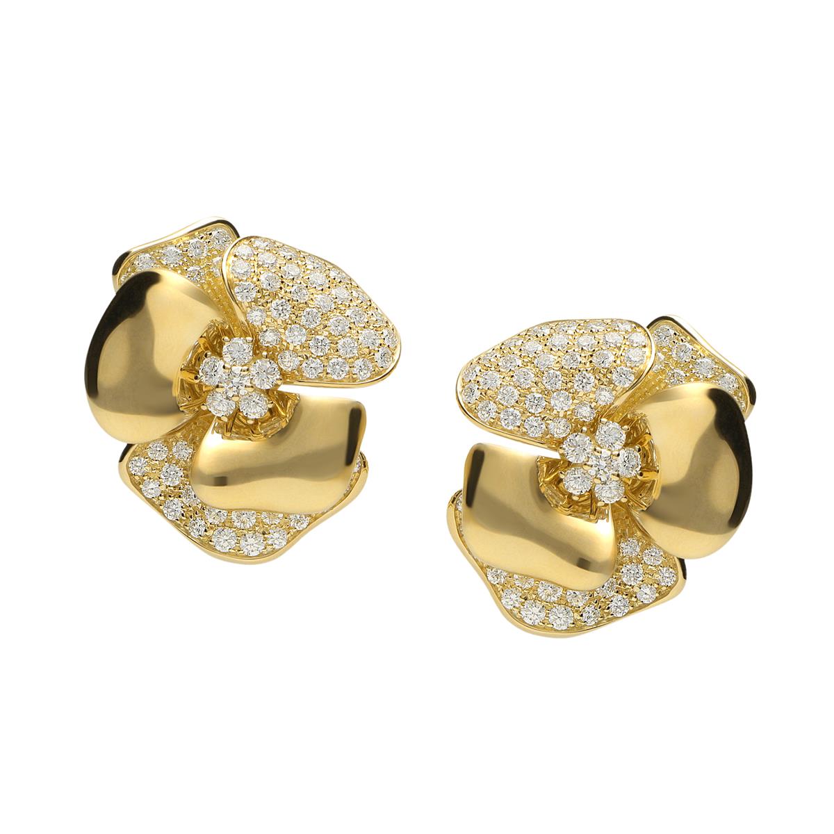 Leo Pizzo 18k Yellow Gold Small Diamond Flower Stud Earrings
