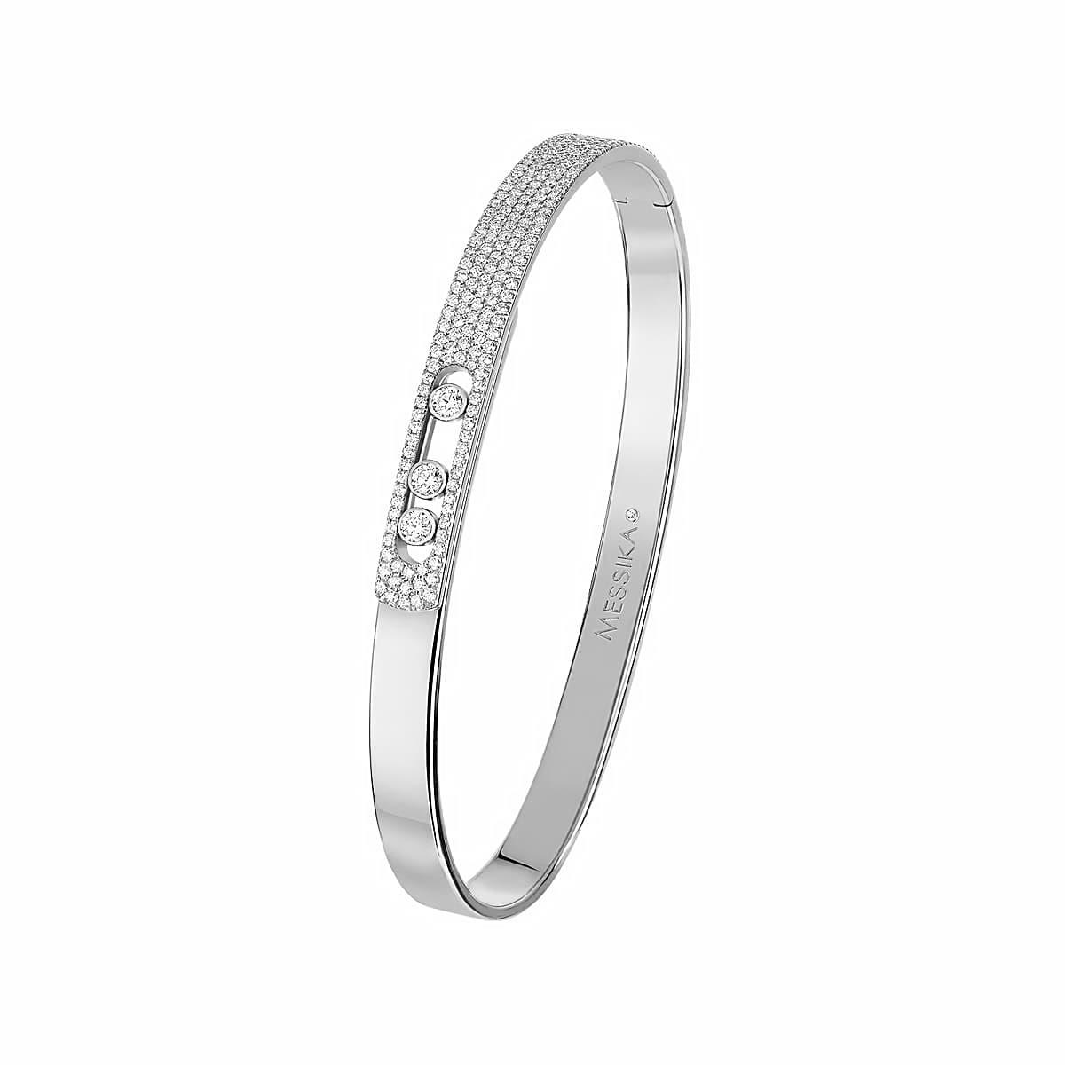 Messika Move Noa White Gold Semi Pave Bangle SM