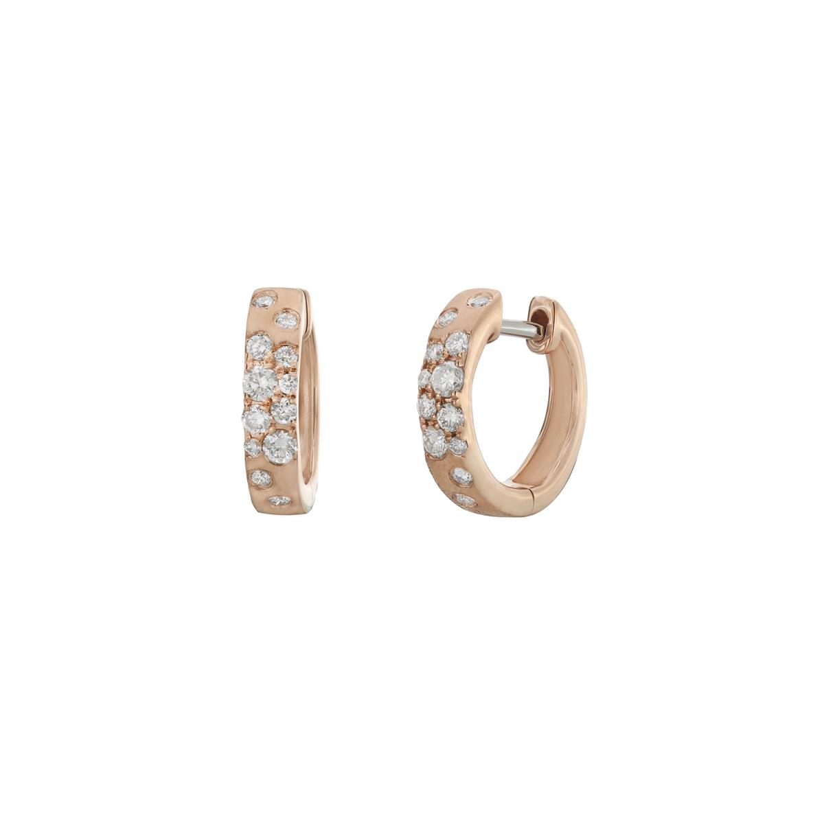 London Collection 14k Rose Gold Scattered Diamond Huggie Earrings