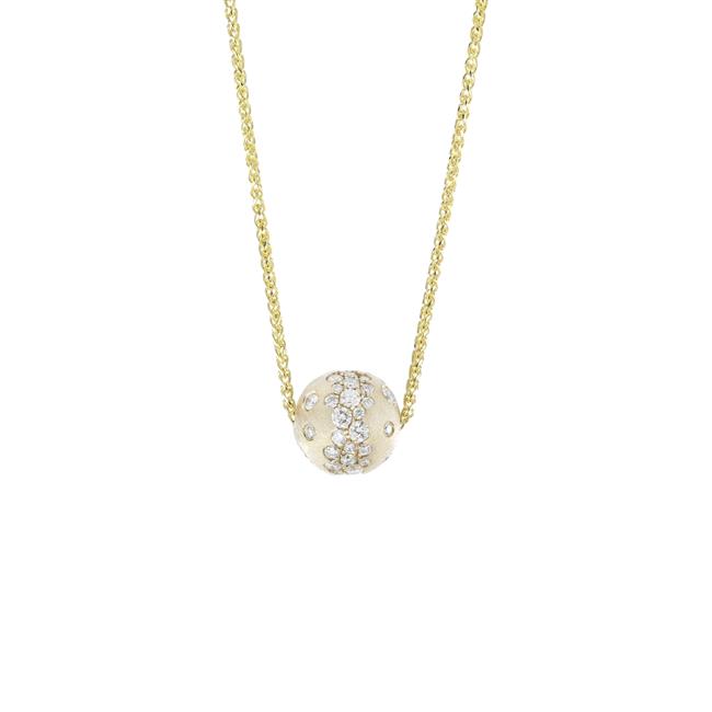 London Collection 14k Yellow Gold Diamond Ball Bolo Necklace