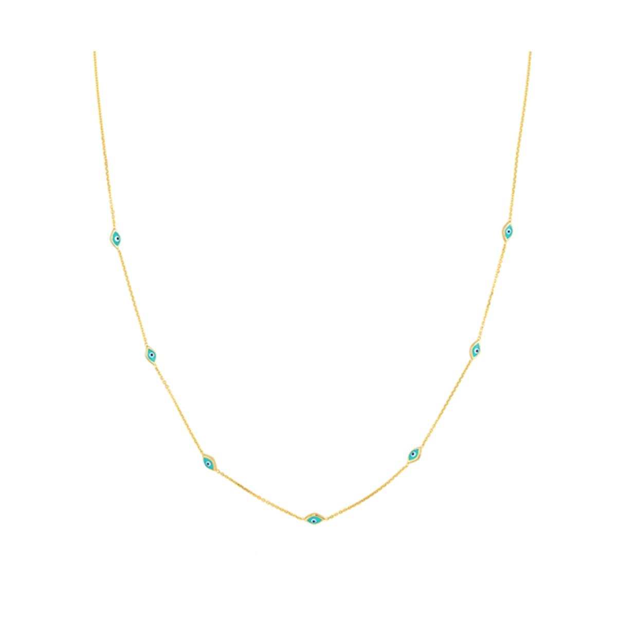 London Collection 14k Evil Eye Station Necklace