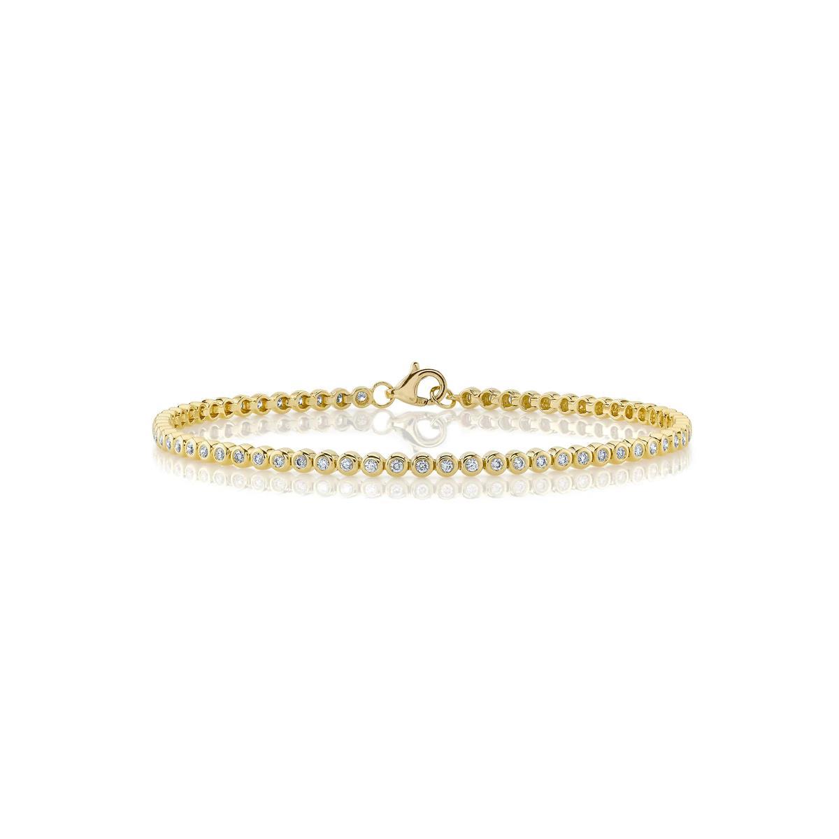London Collection 14k Yellow Gold Bezel Set Diamond Tennis Bracelet