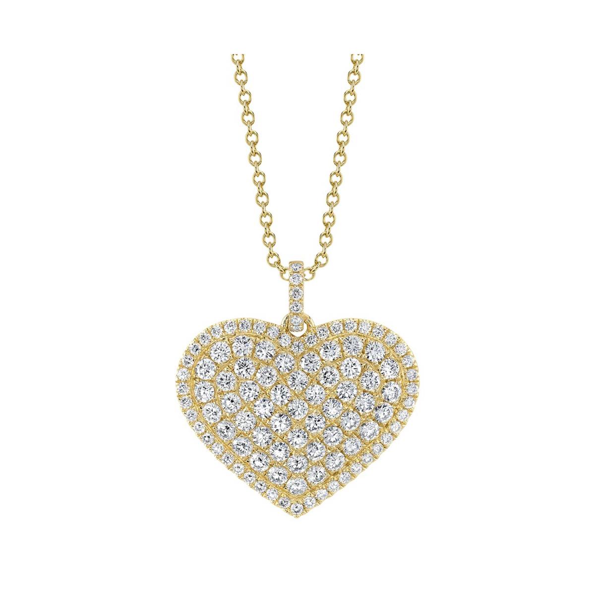 London Collection 14k Yellow Gold and Diamond Heart Pendant Necklace
