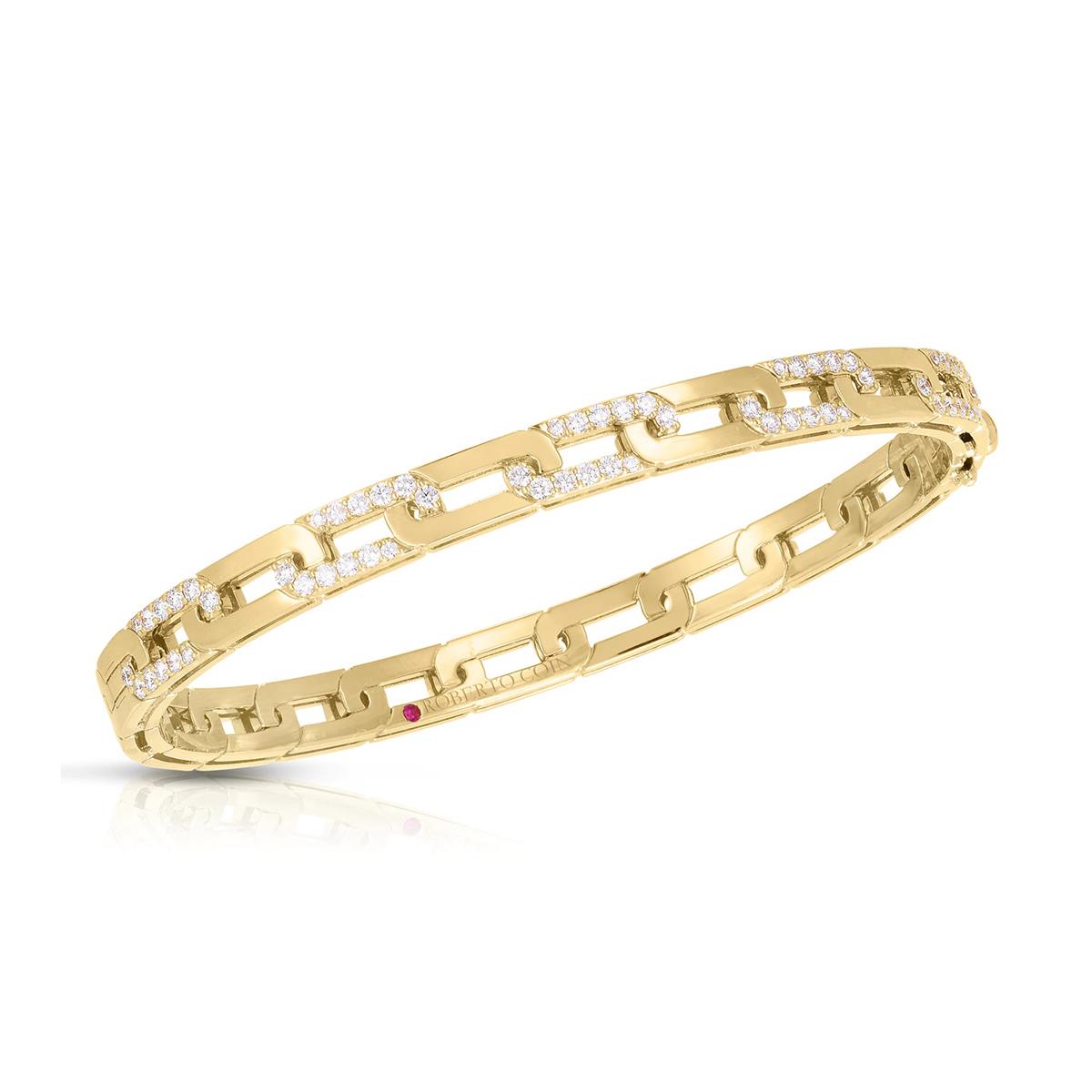 Roberto Coin Navarra 18k Slim Diamond Bangle Bracelet