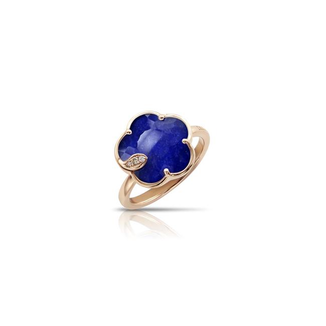 Pasquale Bruni Petit Joli 18k Rose Gold Rock Crystal and Lapis Ring