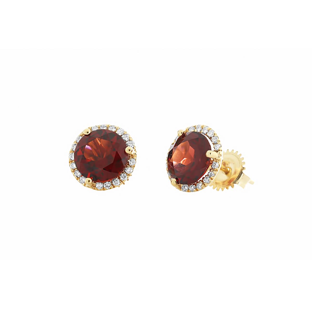 London Collection 14k Gemstone and Diamond Halo Stud Earrings