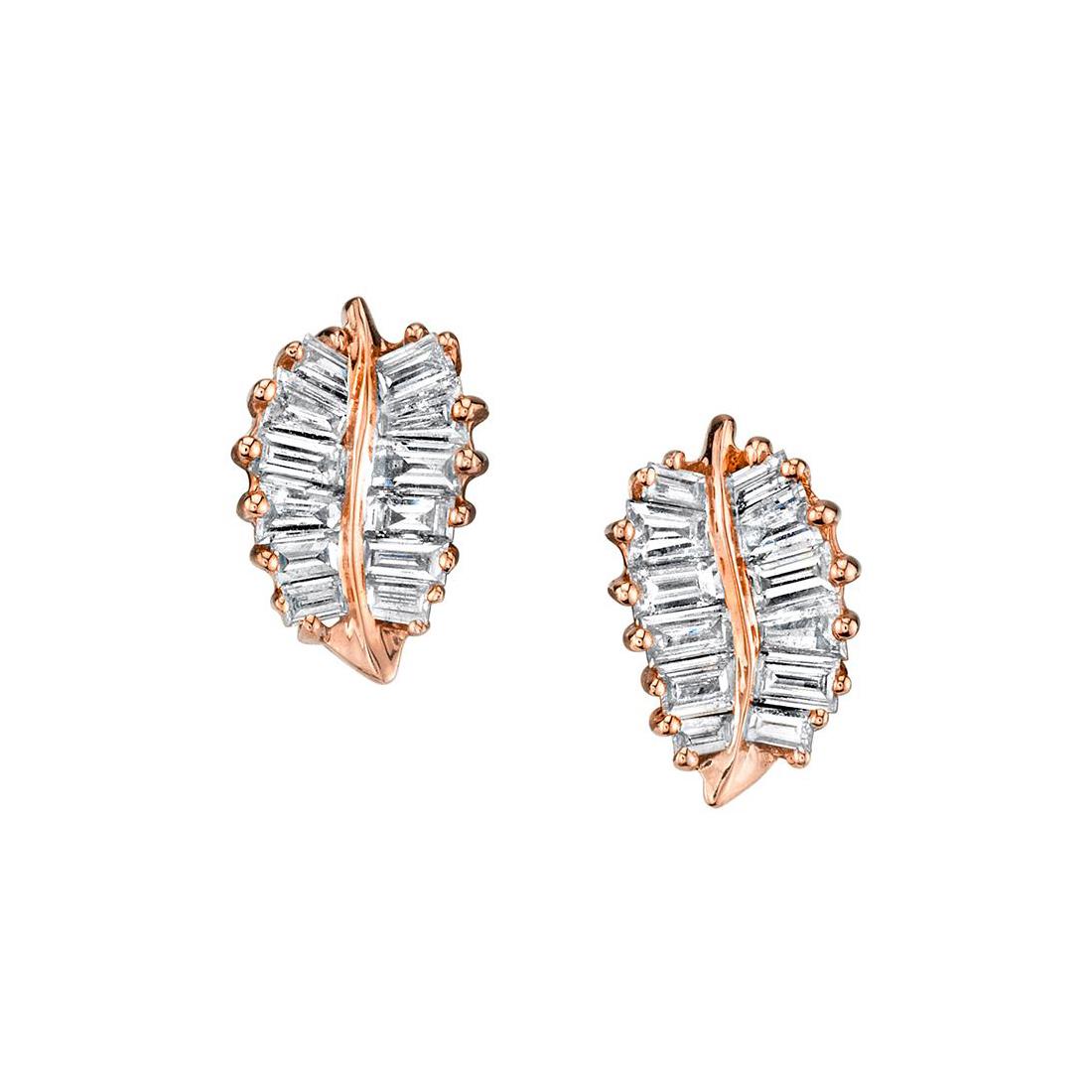 Anita Ko 18k Gold Diamond Leaf Stud Earrings