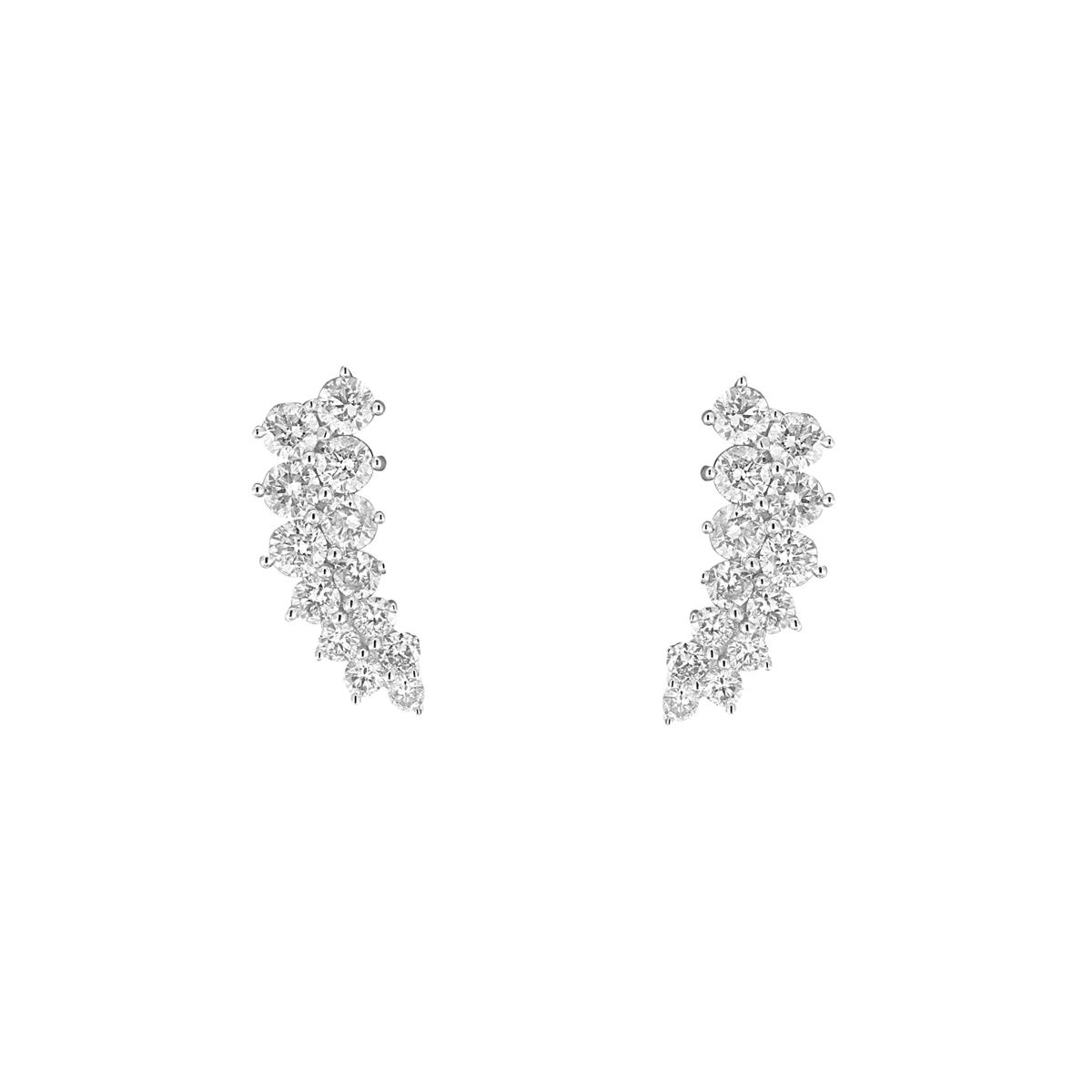 London Collection 14k White Gold Diamond Double Row Ear Crawlers