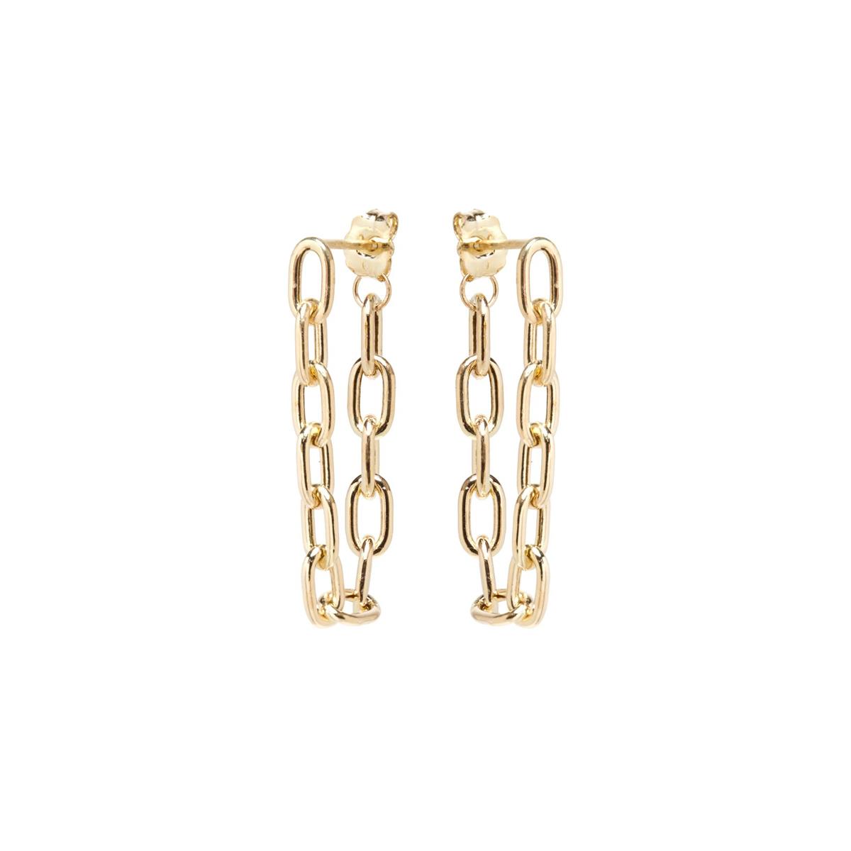 Zoe Chicco Yellow Gold Medium Dangle Hoop Earrings