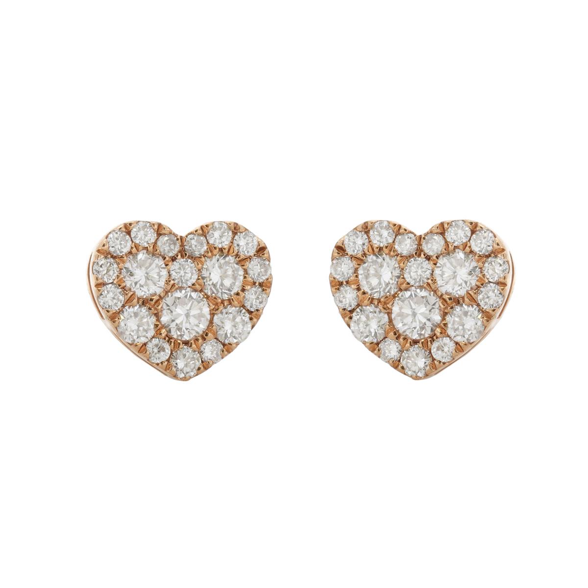 London Collection 18k Gold Diamond Cluster Heart Stud Earrings