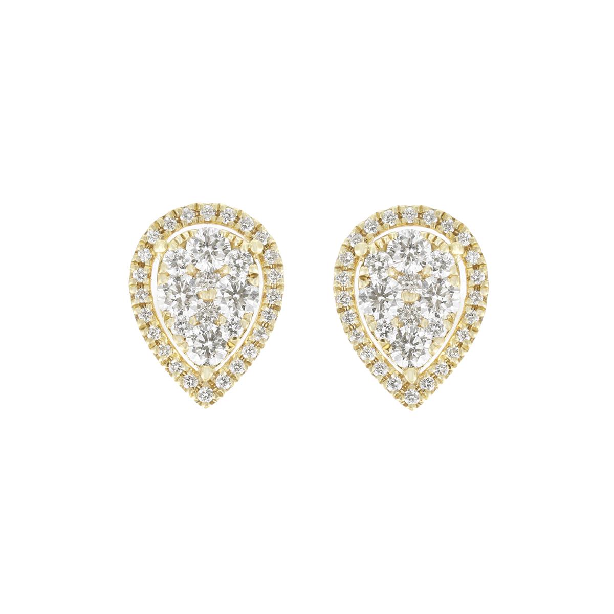 London Collection 18k Yellow Gold Diamond Cluster Pear Shaped Stud Earrings