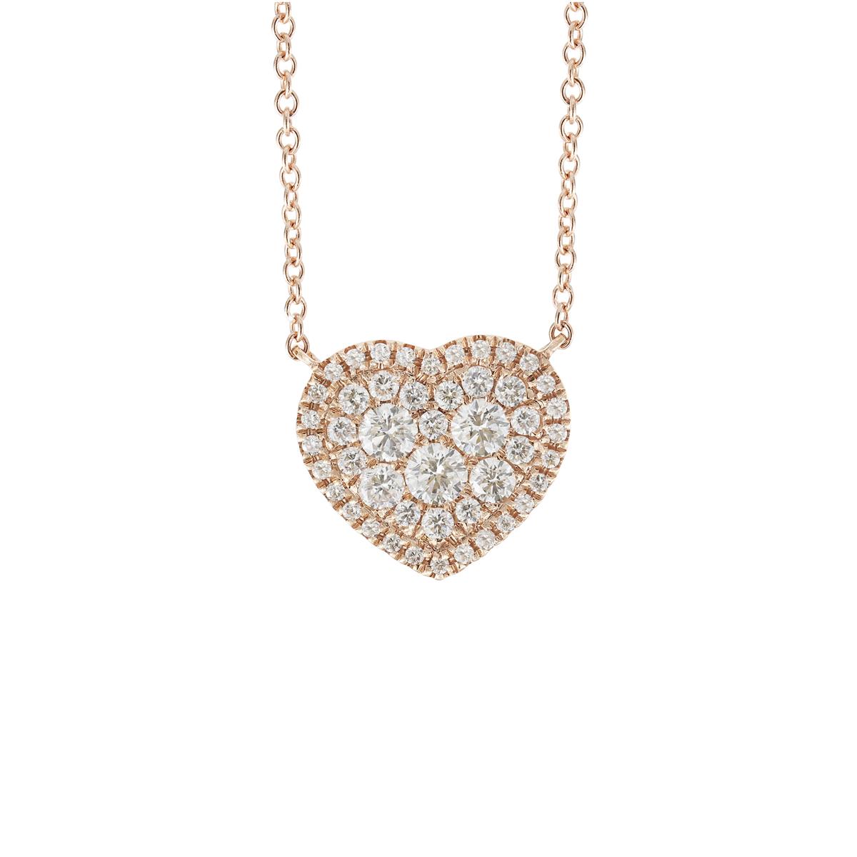 London Collection 18k Gold Diamond Cluster Heart Pendant Necklace
