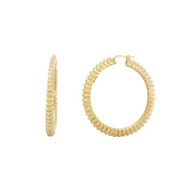 London Collection 18k Yellow Gold Ribbed Hoop Earrings