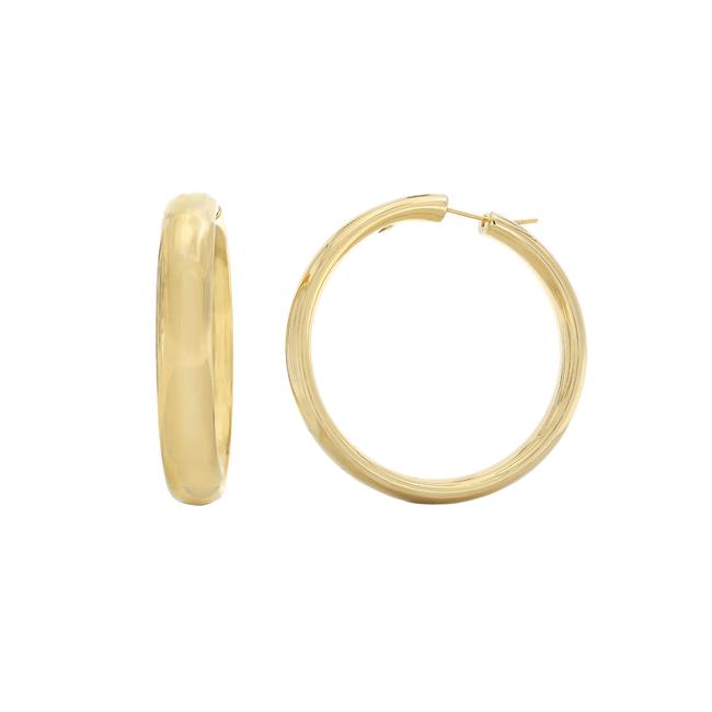 London Collection 18k Yellow Gold Flattend Hoop Earrings