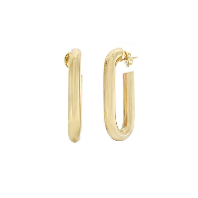 London Collection 18k Yellow Gold Elongated Oval Hoop Earrings