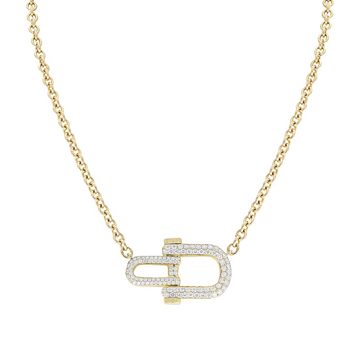 London Collection 18k Yellow Gold Diamond Hinged Horsebit Pendant Necklace
