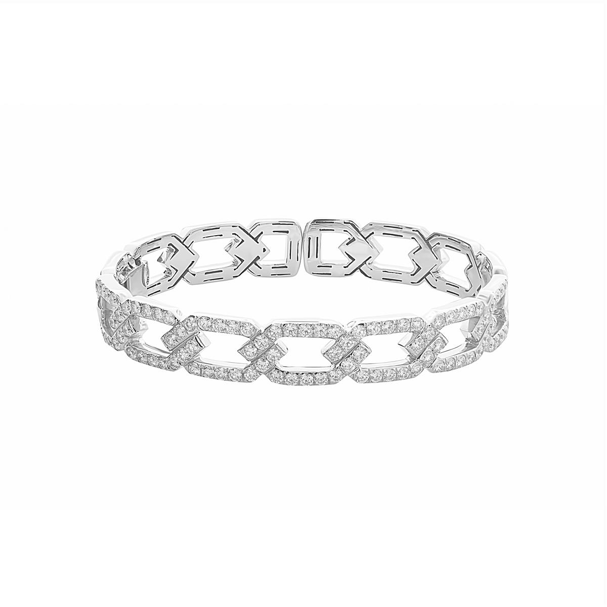 London Collection 18k Gold Pave Diamond Hexagon Link Bracelet