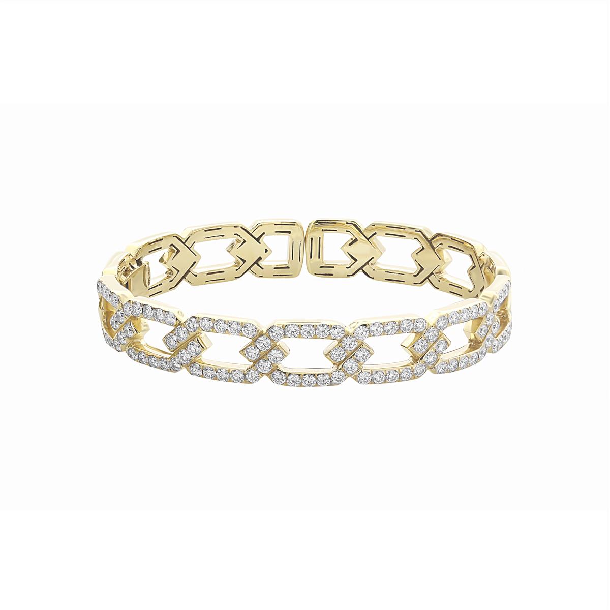 London Collection 18k Gold Pave Diamond Hexagon Link Bracelet