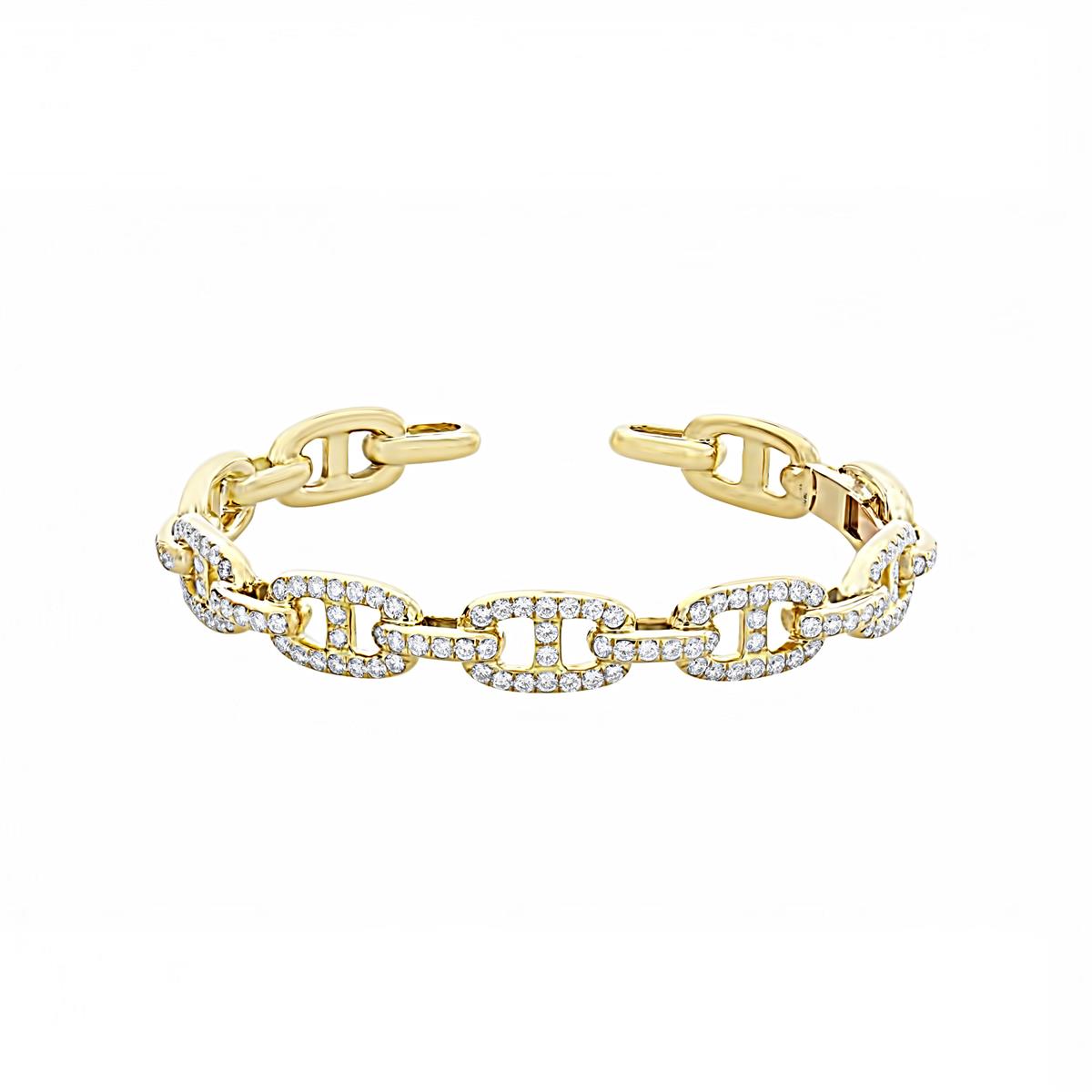 London Collection 18k Gold Pave Diamond Mariner Link Bracelet