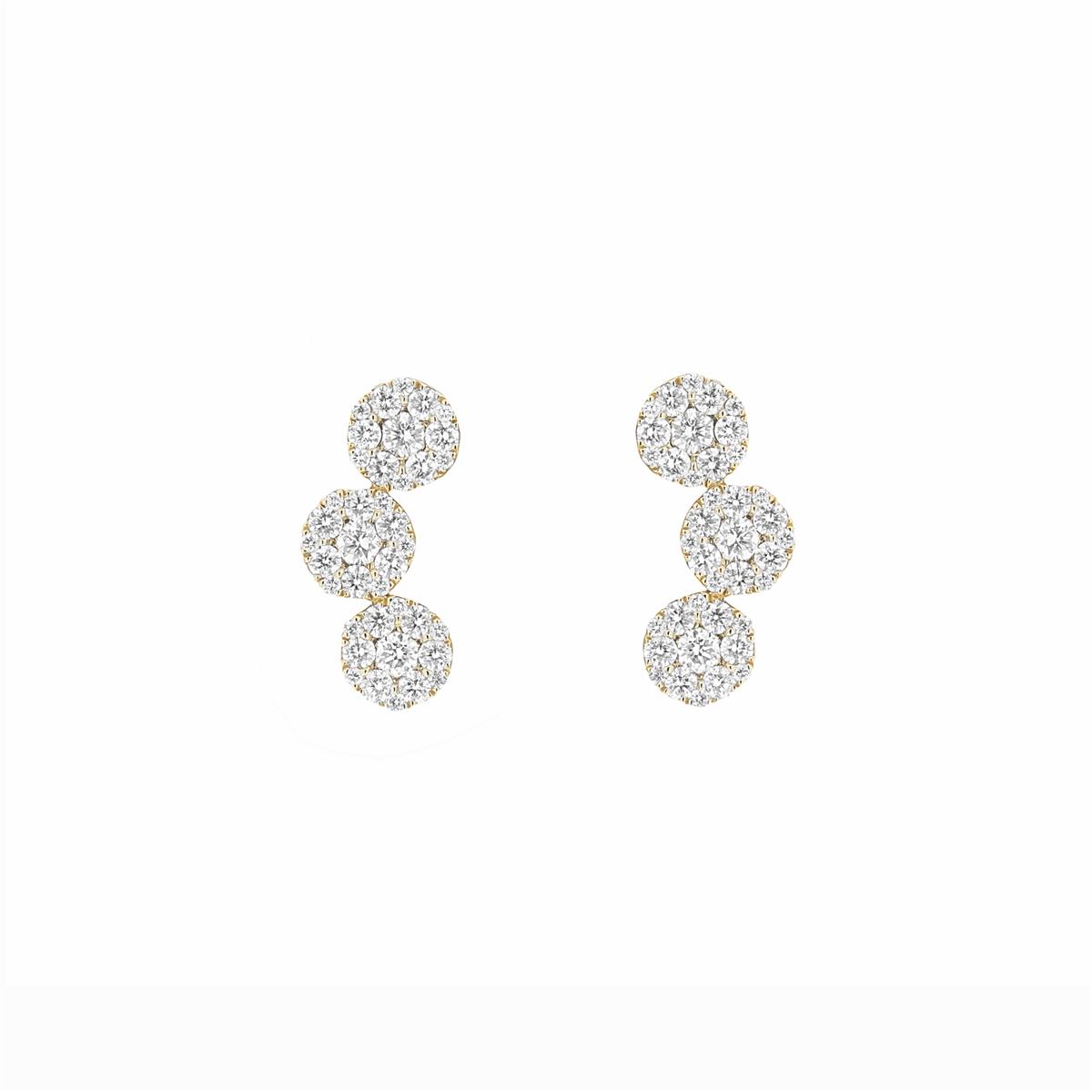 London Collection 18k Yellow Gold Pave Diamond 3 Circle Ear Crawler