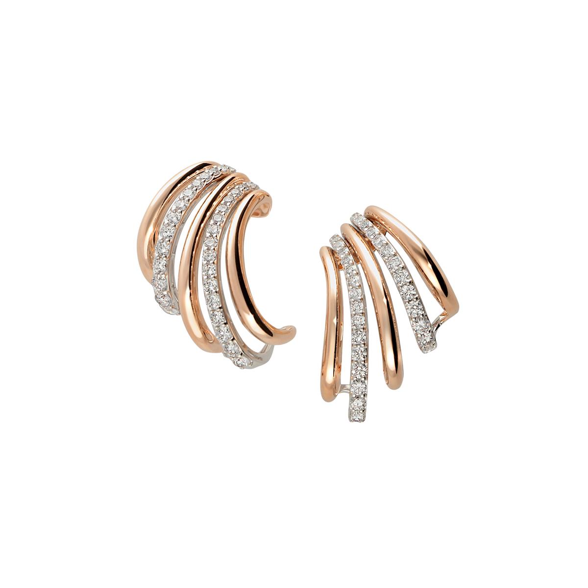 Leo Pizzo Two-Tone Pave Diamond Multi-Row Lobe Cuff Earrings