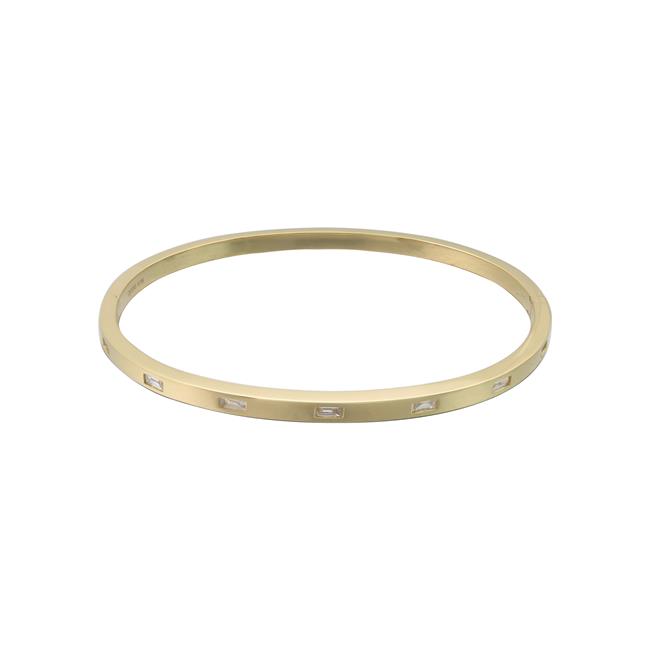 London Collection 18k Yellow Gold Baguette Diamond Bangle Bracelet
