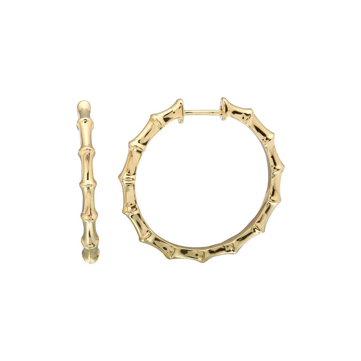 London Collection 14k Yellow Gold Bamboo Hoop Earrings