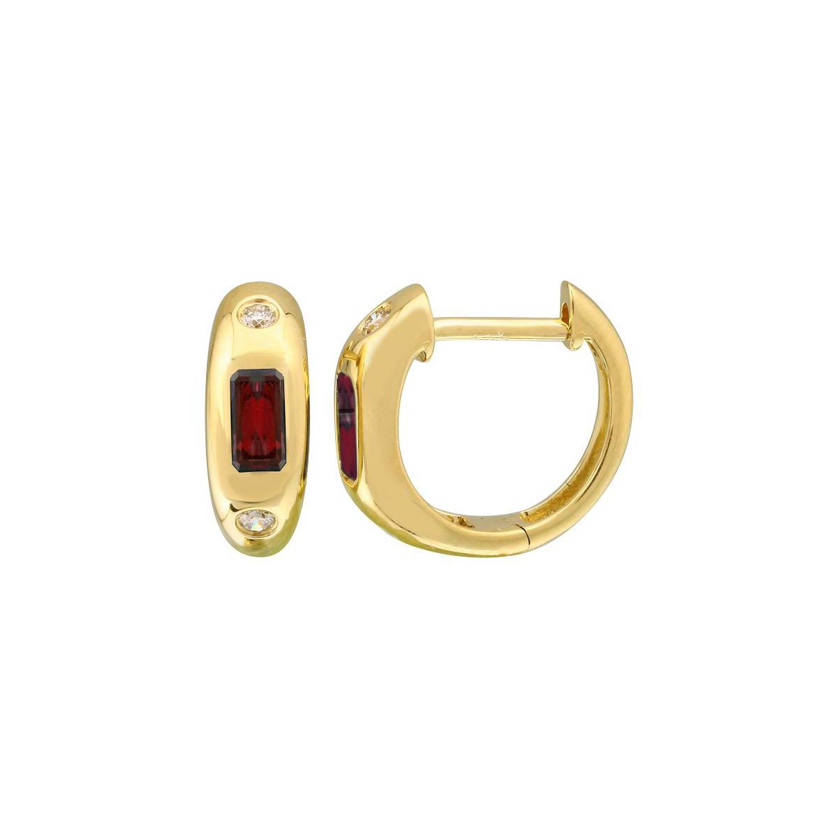 London Collection 14k Yellow Gold Ruby Huggie Earrings