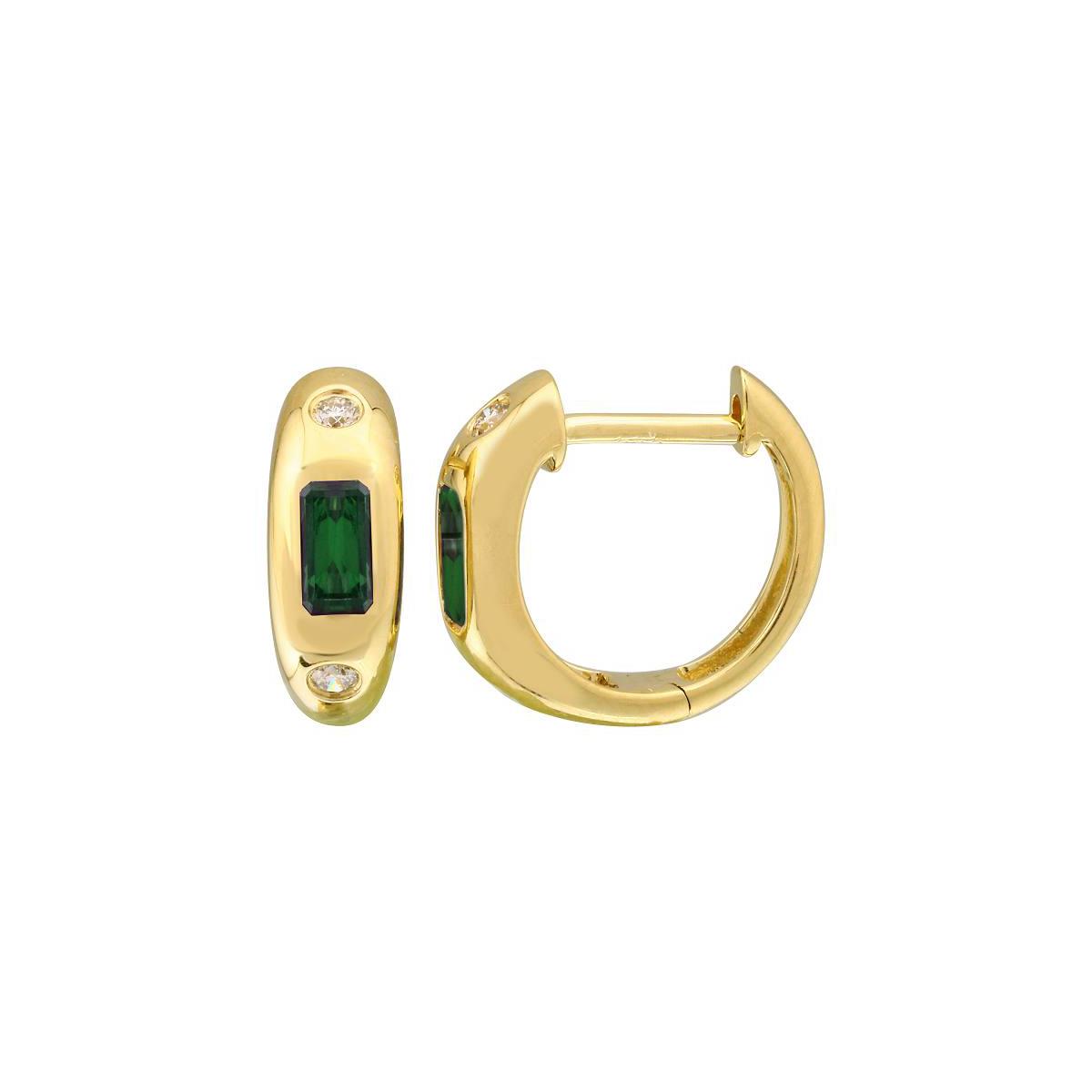 London Collection 14k Yellow Gold Emerald Huggie Earrings