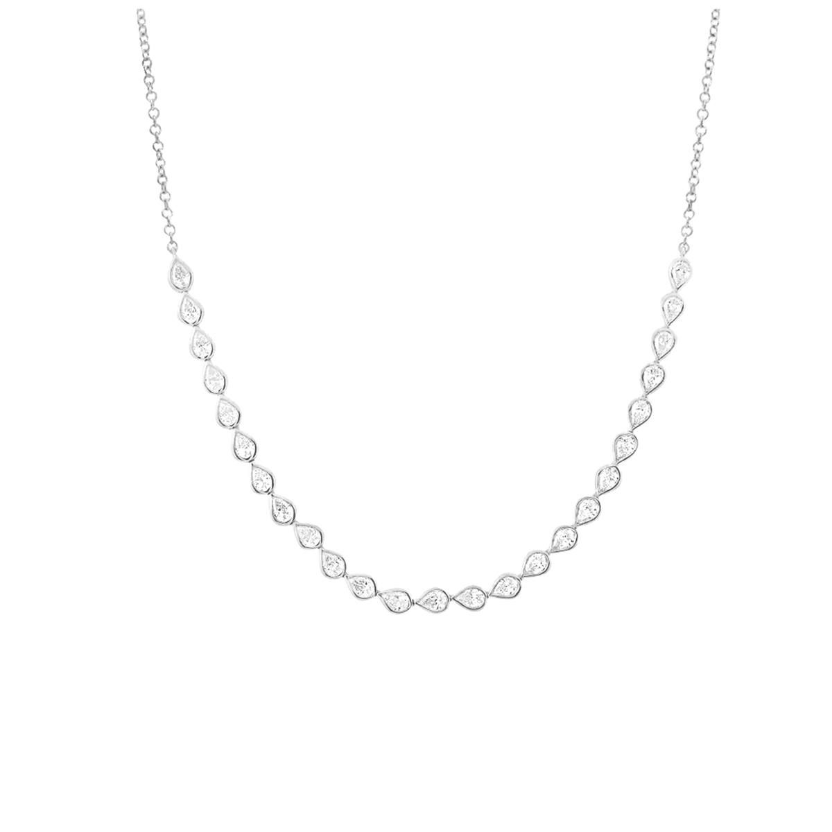London Collection White Gold Pear Shape Diamond Necklace