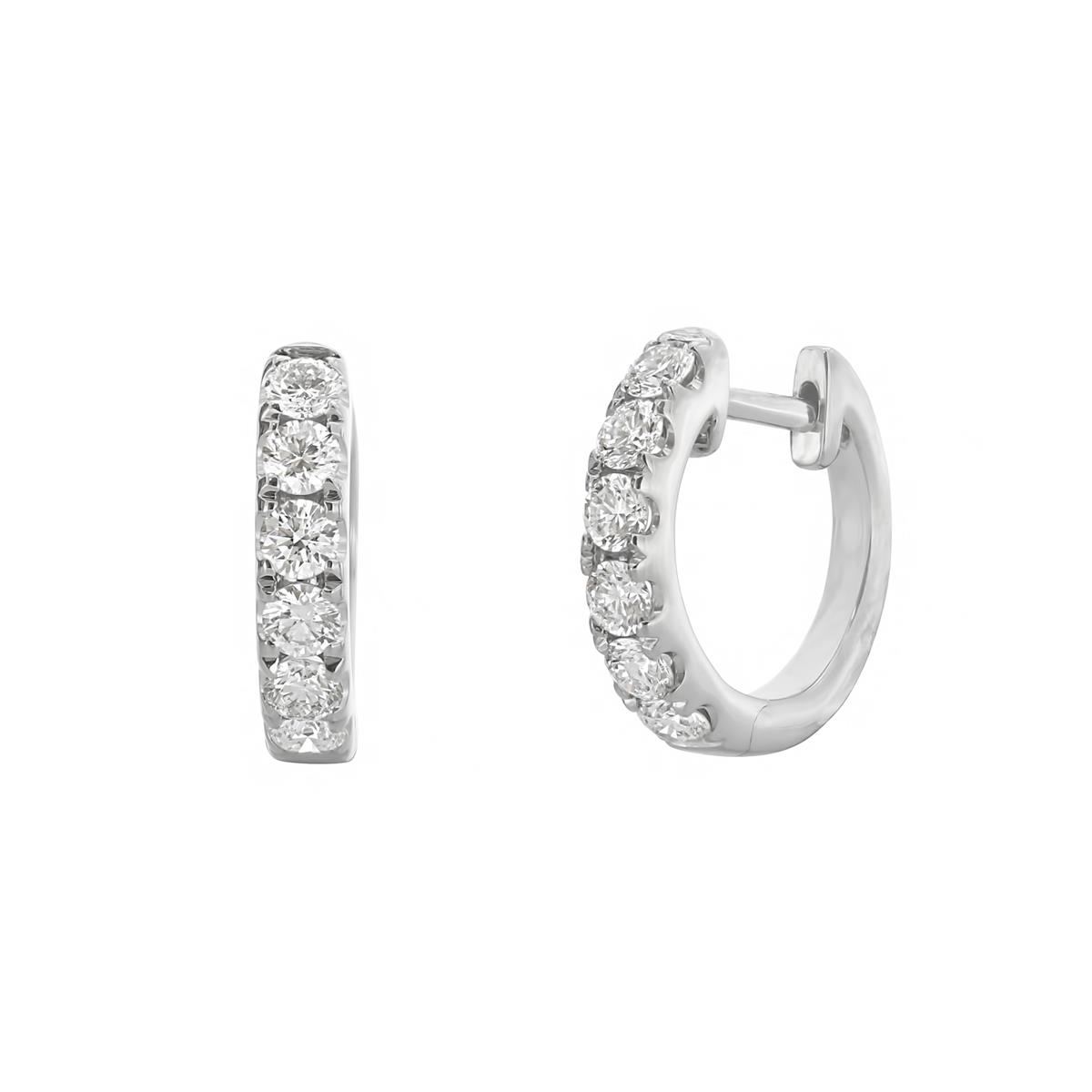 London Collection 14k White Gold and Diamond Huggie Hoop Earrings
