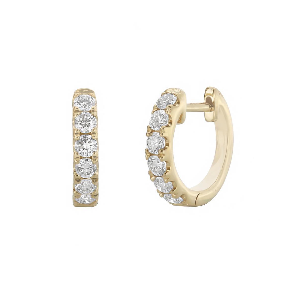 London Collection 14k Yellow Gold and Diamond Huggie Hoop Earrings