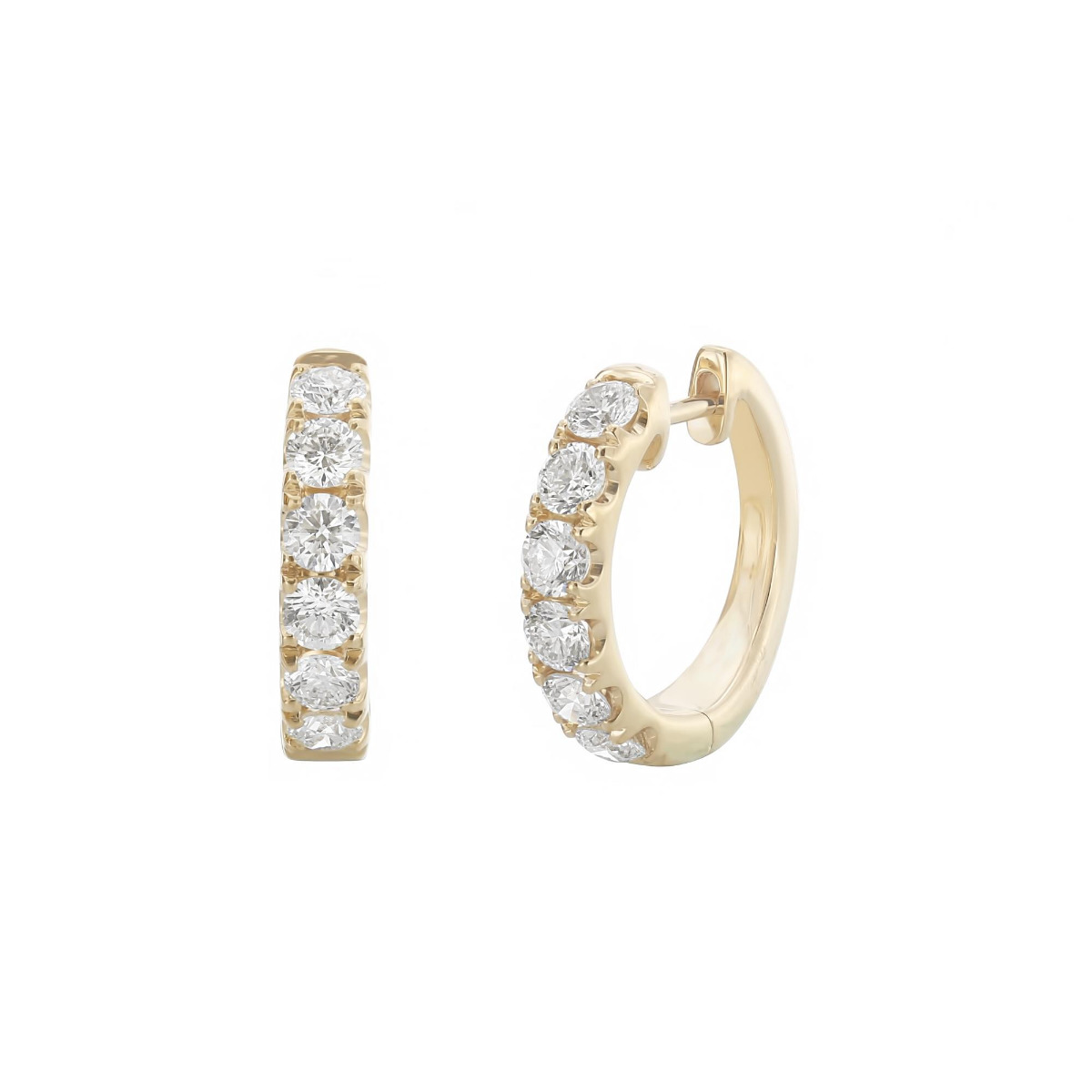 London Collection Yellow Gold Round Diamond Hoop Earrings