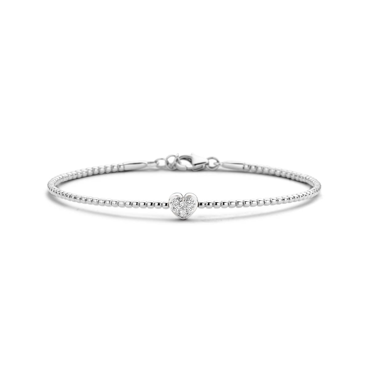 London Collection 18k Gold Pave Diamond Heart Beaded Bracelet