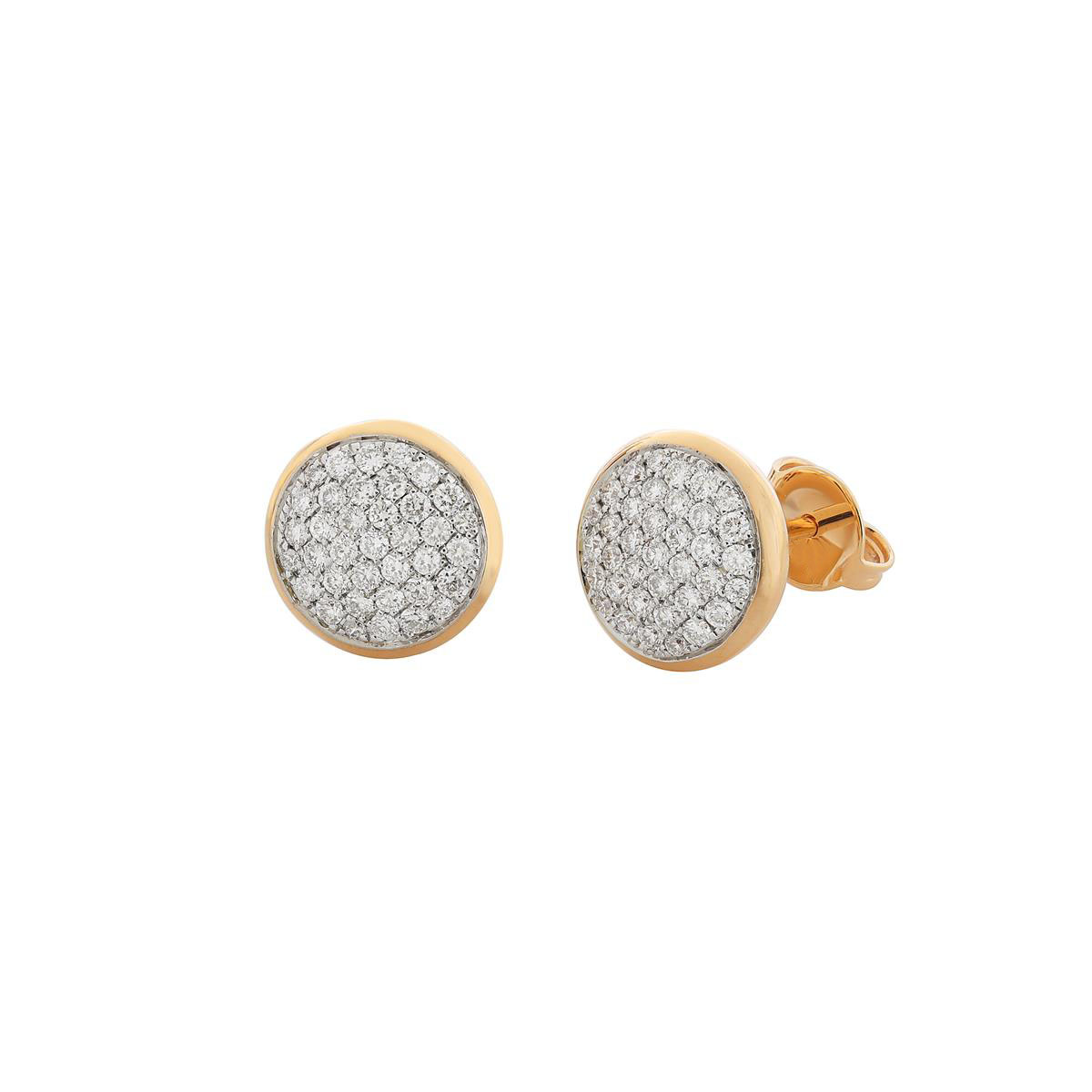 London Collection Two Tone Pave Diamond Circle Stud Earrings