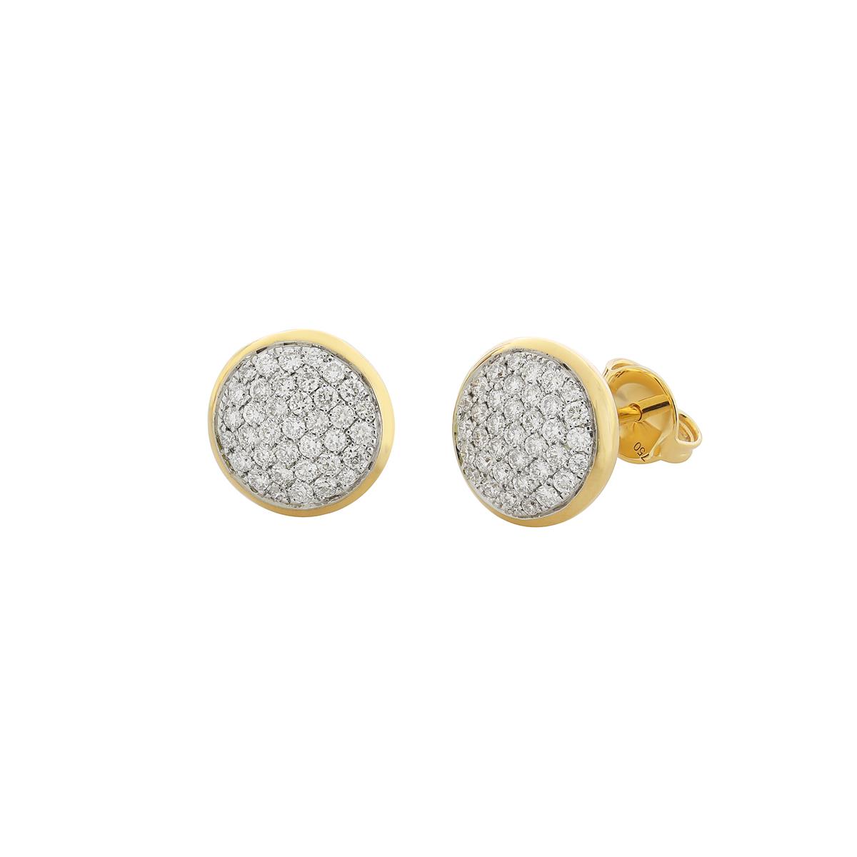 London Collection Yellow Gold Diamond Circle Stud Earrings