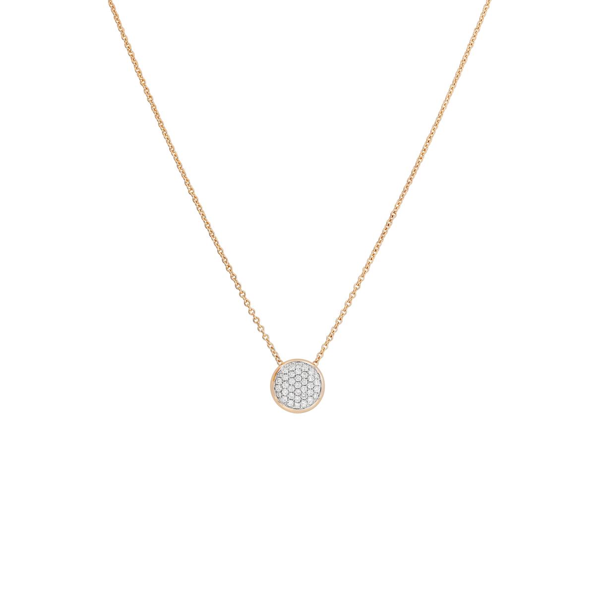 London Collection 18k Gold Pave Diamond Circle Pendant Necklace