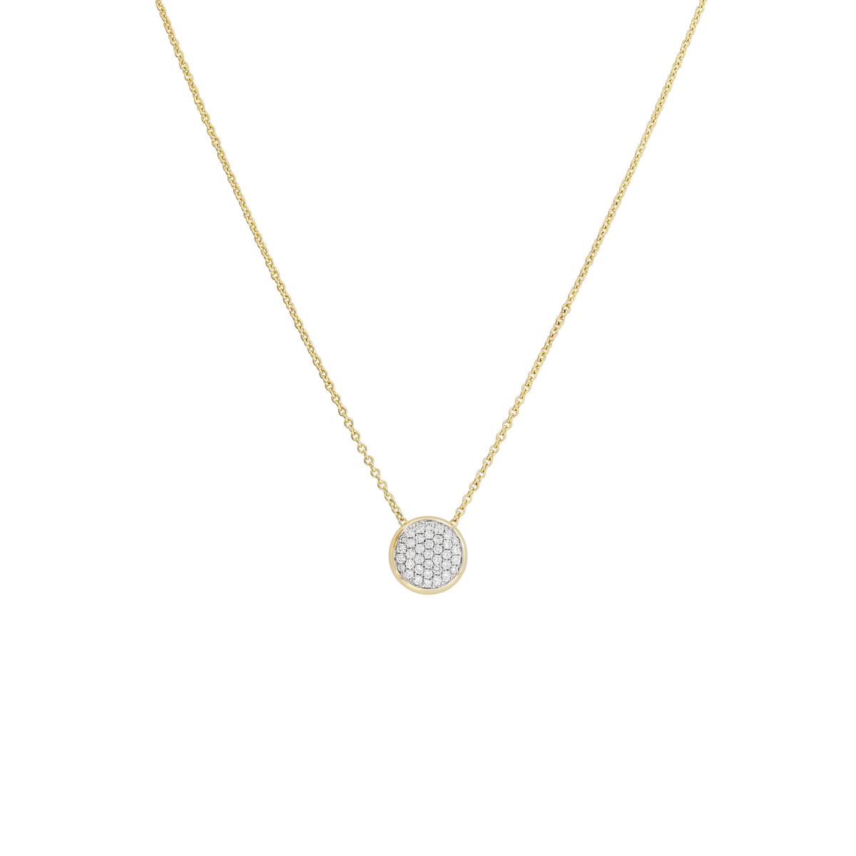 London Collection 18k Gold Pave Diamond Circle Pendant Necklace
