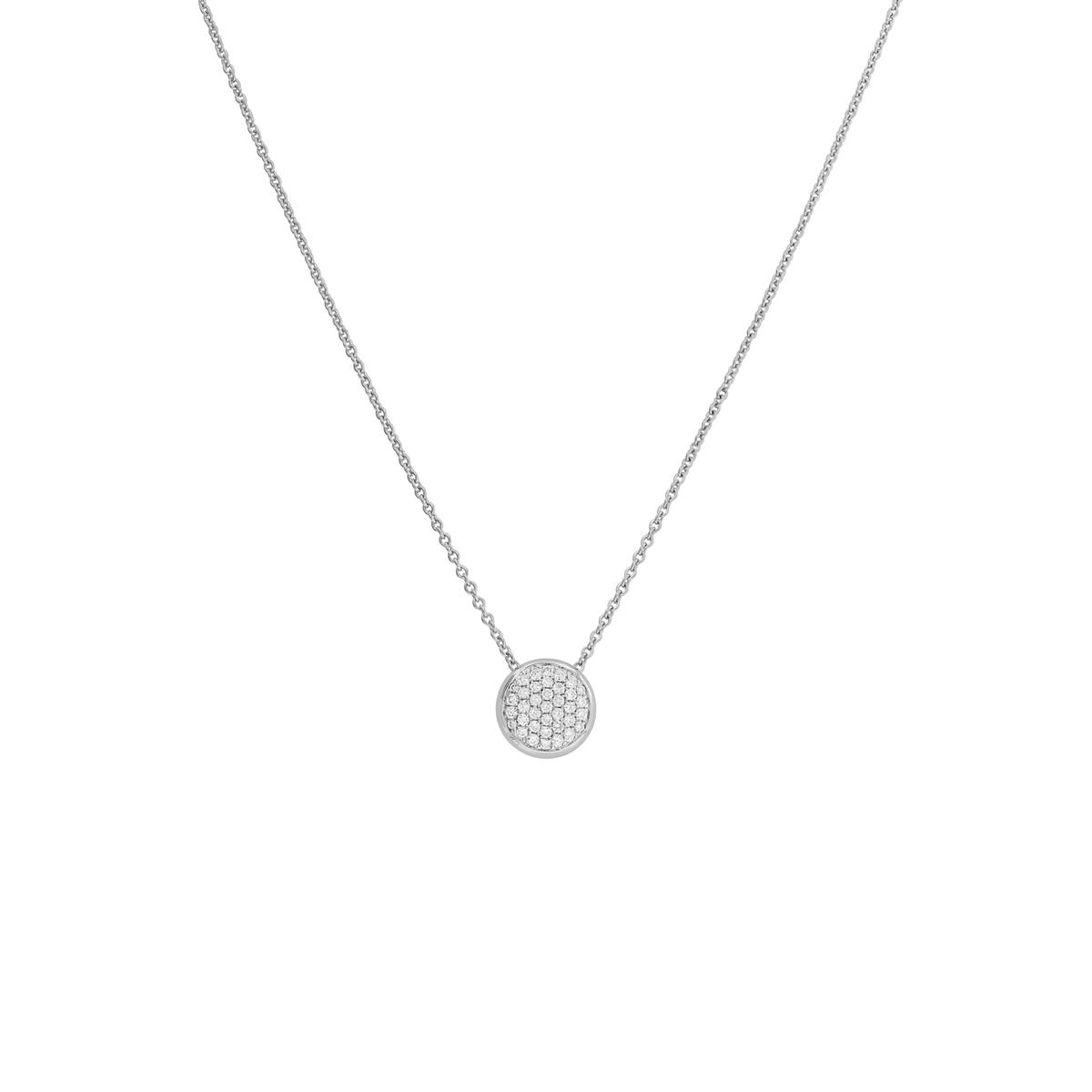 London Collection 18k Gold Pave Diamond Circle Pendant Necklace