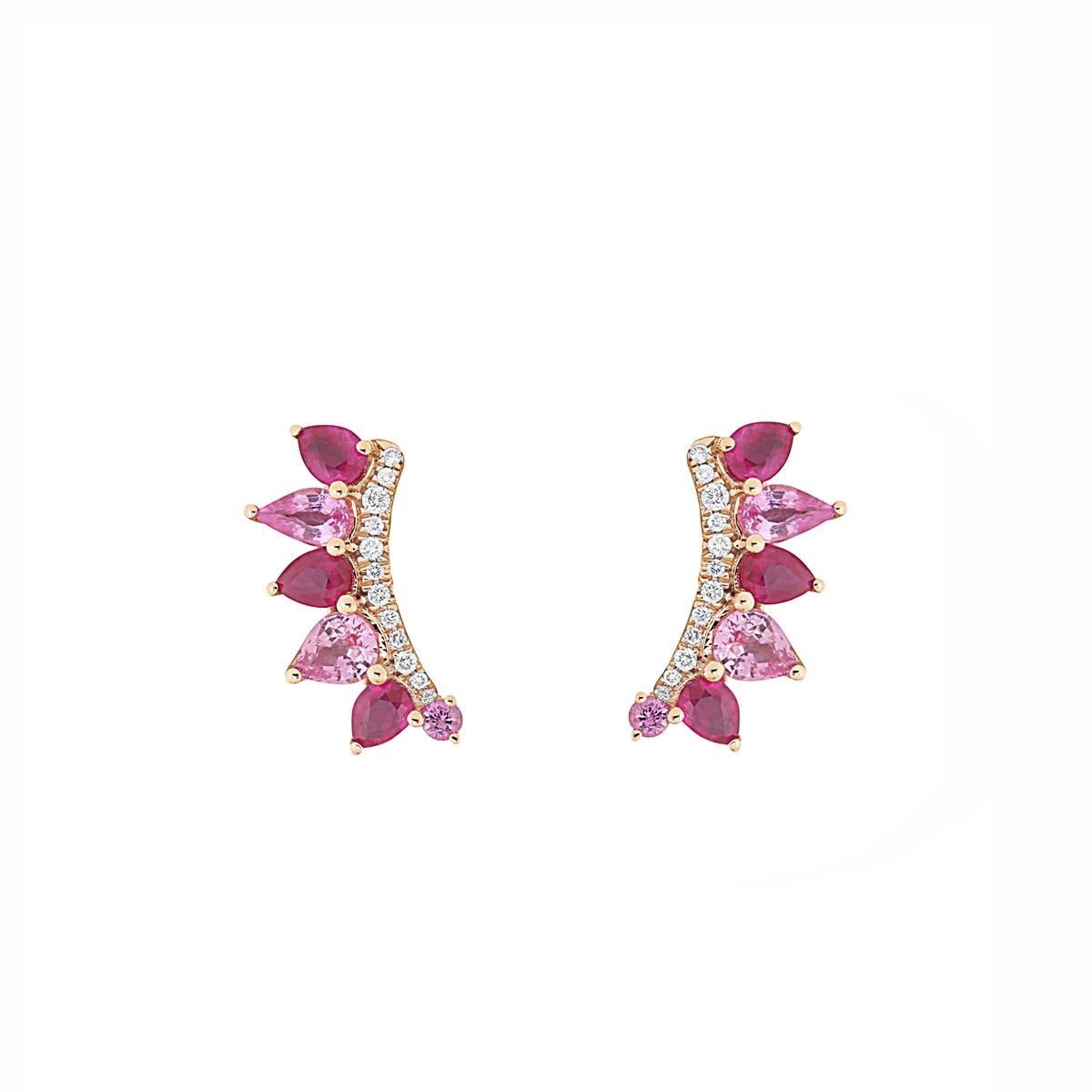 London Collection 18k Diamond Pink Sapphire and Ruby Earrings
