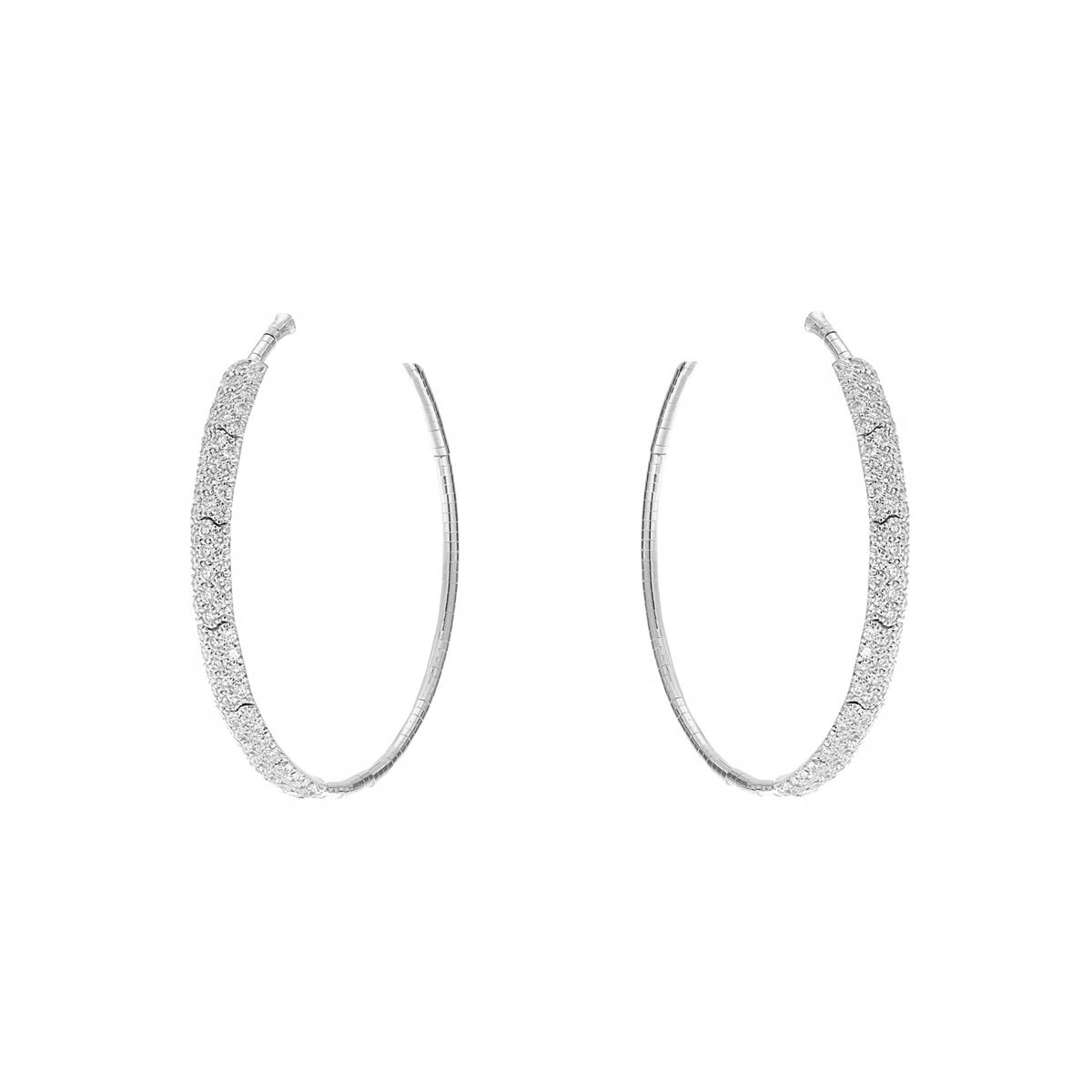 Mattia Cielo 18k White Gold Pave Diamond Front Hoop Earrings