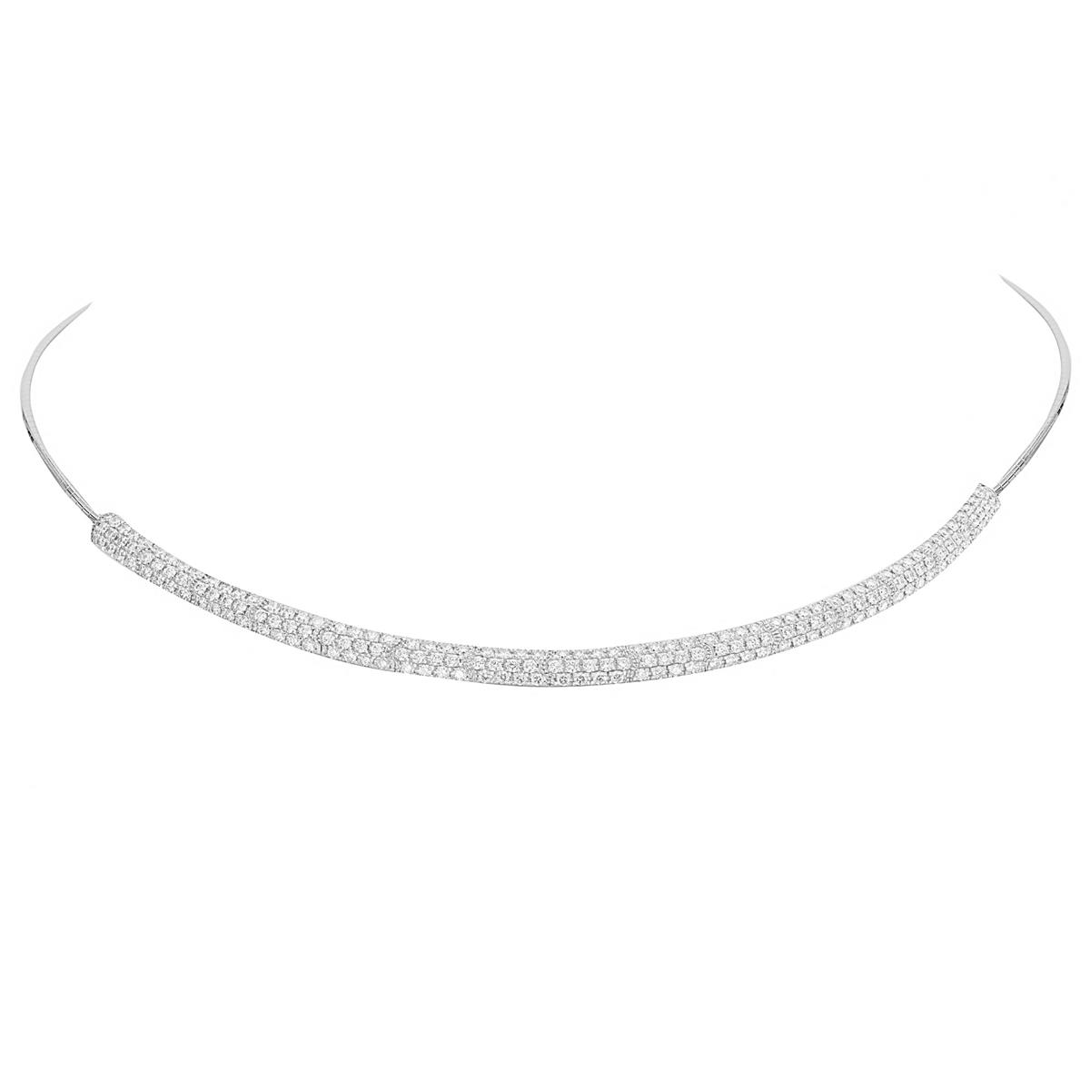 Mattia Cielo 18k White Gold Pave Diamond Collar Necklace