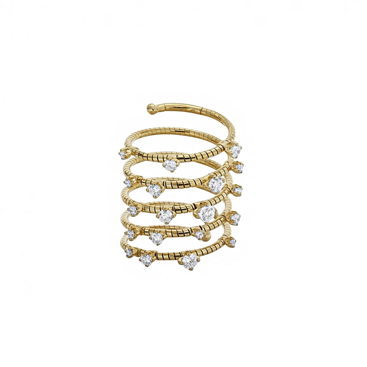 Mattia Cielo 18k Gold 5 Row Diamond Flex Wrap Ring