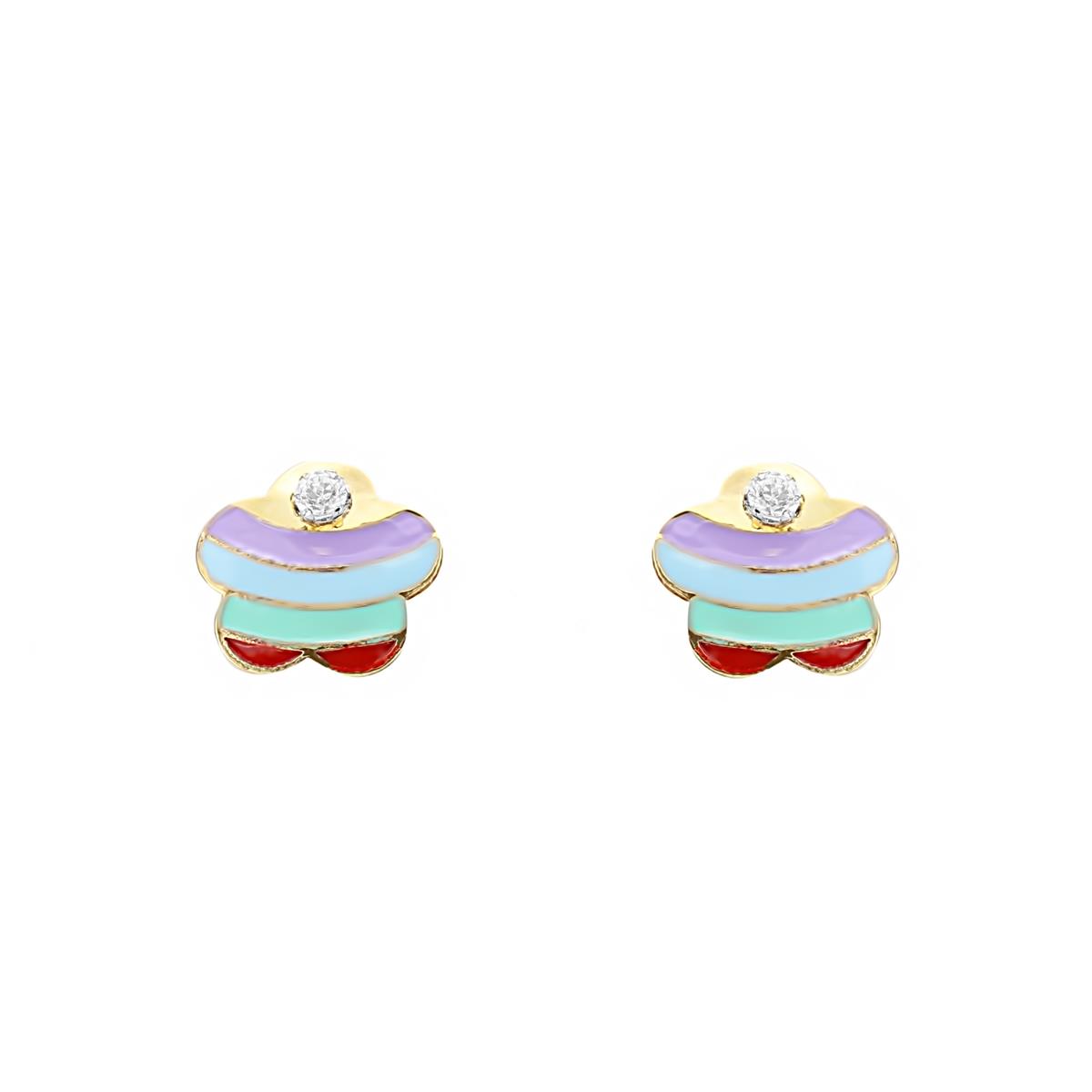 London Collection 14k Rainbow Enamel Stud Earrings