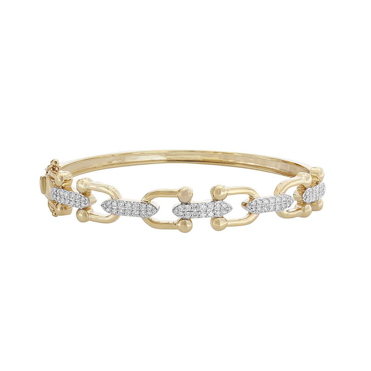 London Collection 14k Gold Diamond Link Bangle